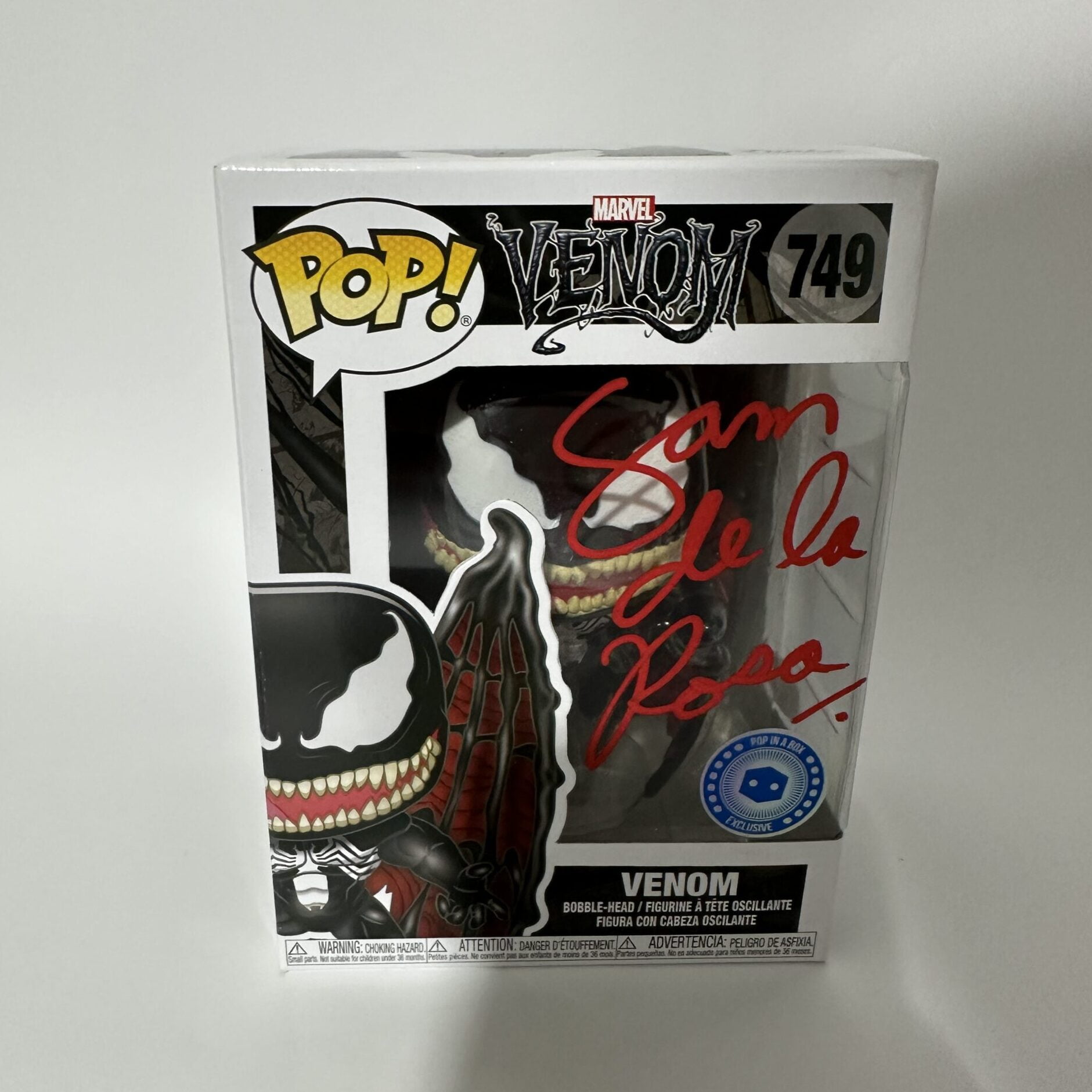 Funko Pop! Venom #749 ‘pop in a box’ Signed By Sam De La Rosa + JSA