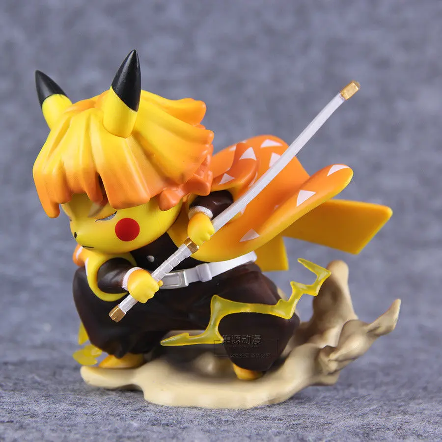 Pikachu Cosplay Agatsuma Zenitsu Demon Slayer PVC 5 inch