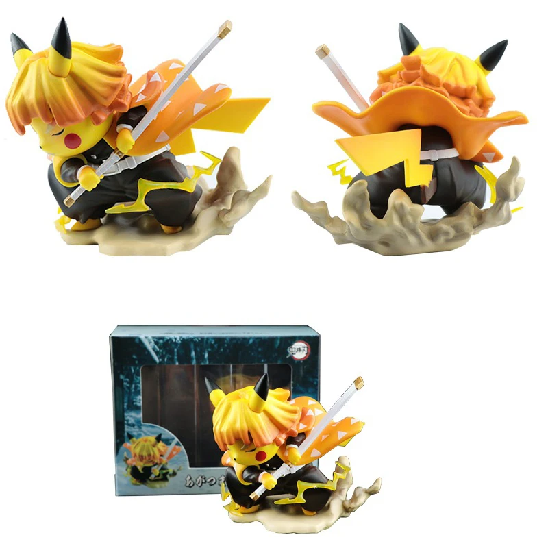 Pikachu Cosplay Agatsuma Zenitsu Demon Slayer PVC 5 inch