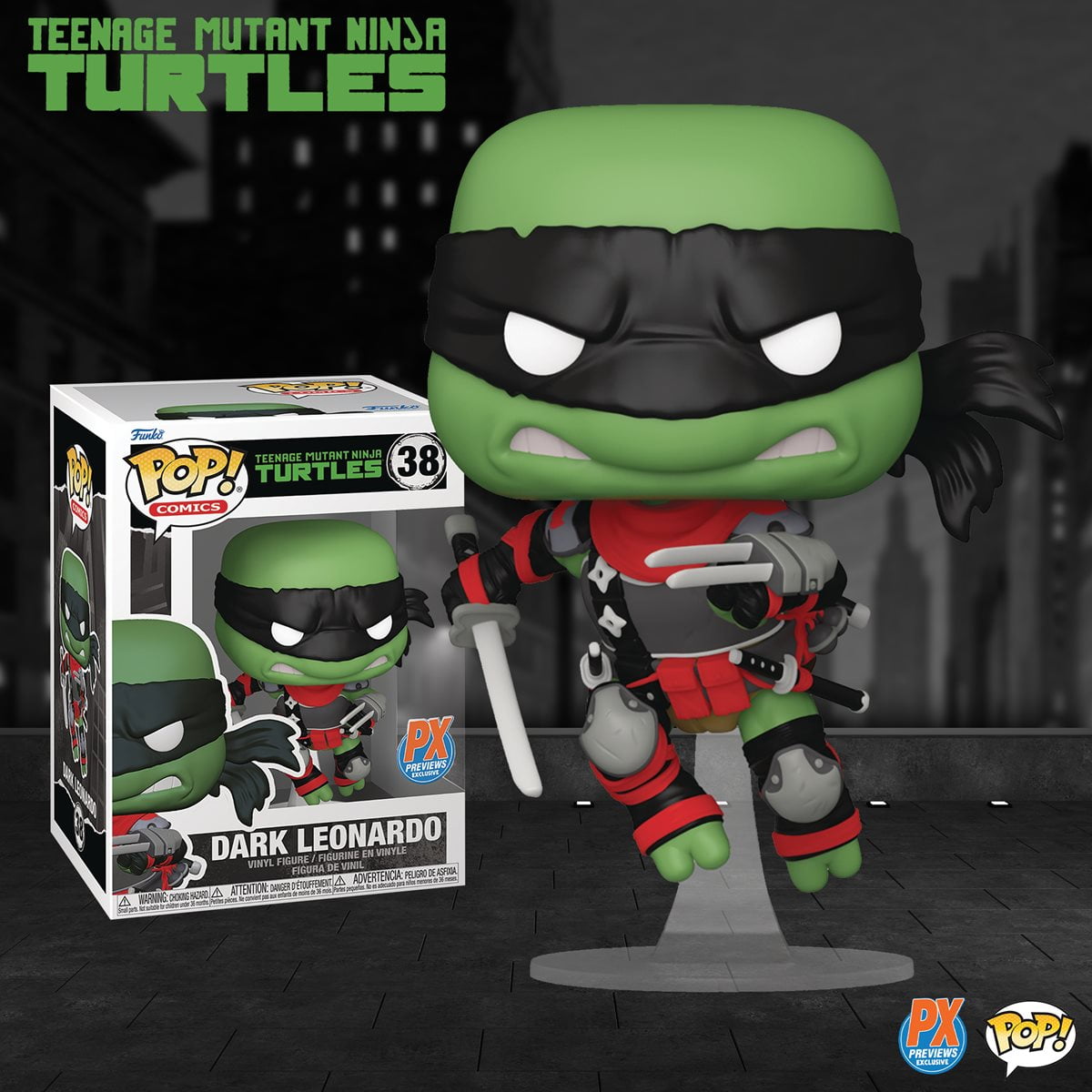 Funko Pop! Comics TMNT Dark Leonardo PX Previews Exclusive Vinyl Figure #38