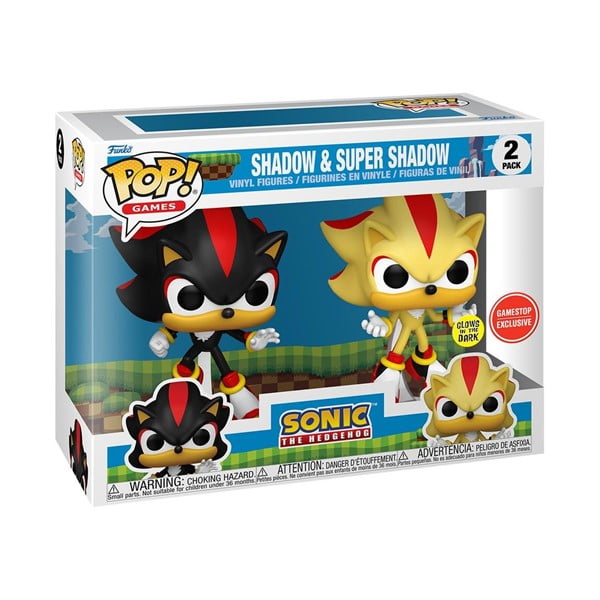 Sonic the Hedgehog - Shadow & Super Shadow Glow-in-the-Dark Pop! Vinyl Figure 2-Pack Game-Stop EXC