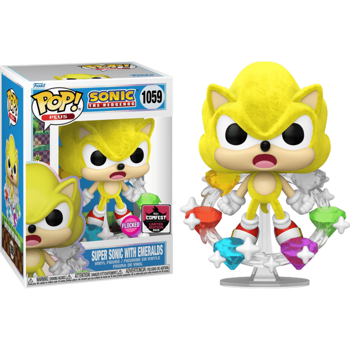 Sonic the Hedgehog: Super Sonic with Chaos Emeralds - Flocked Funko Pop